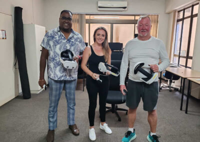 Eager participants, keen to experience the virtual reality platform first hand.