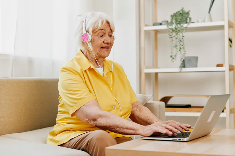 Older woman working from home